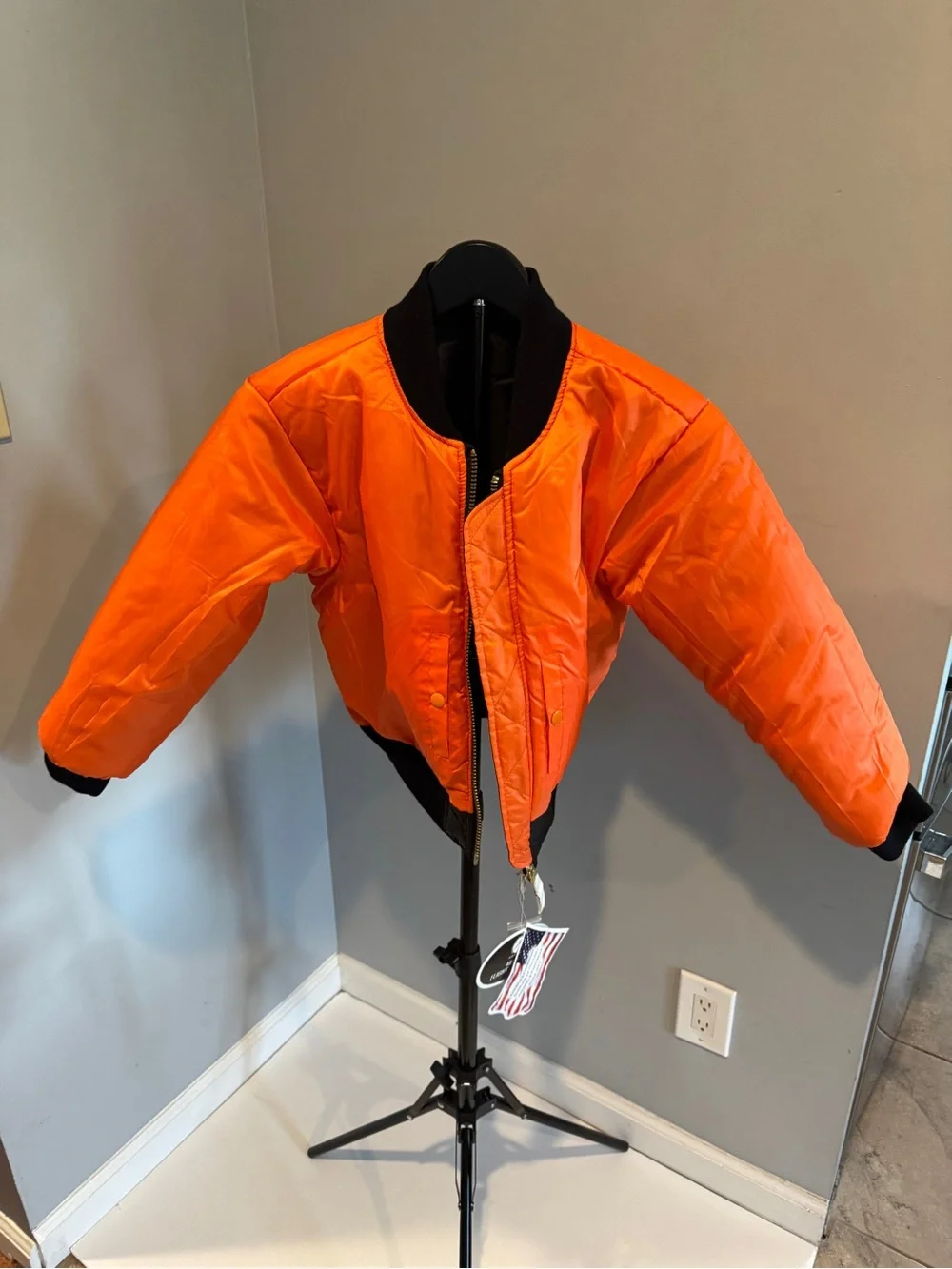 Rothco MA-1 Flight Bomber Jacket Youth Large Black/Orange Reversible
